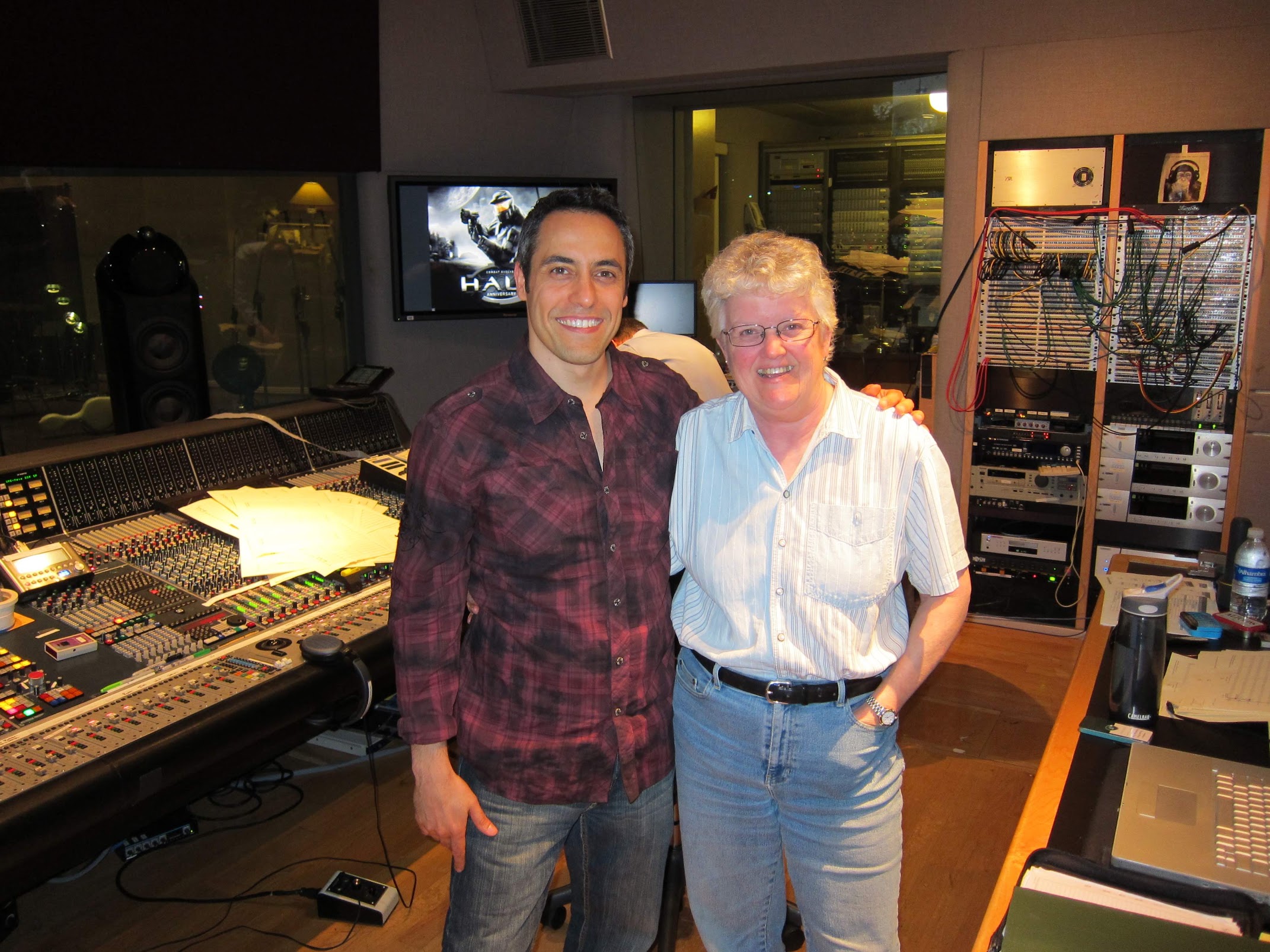 Tom Salta with recording engineer Leslie Ann Jones at Skywalker Sound